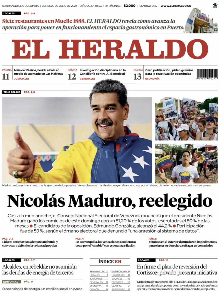 Portada de El Heraldo (Colombia)