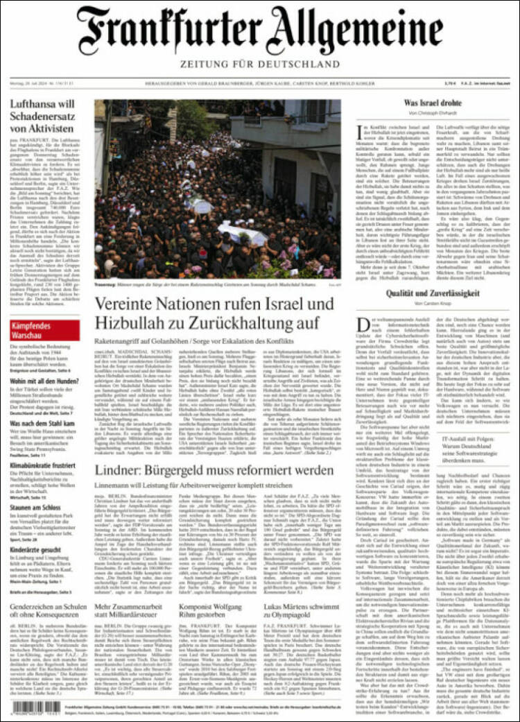 Portada de Frankfurter Allgemeine (Alemania)