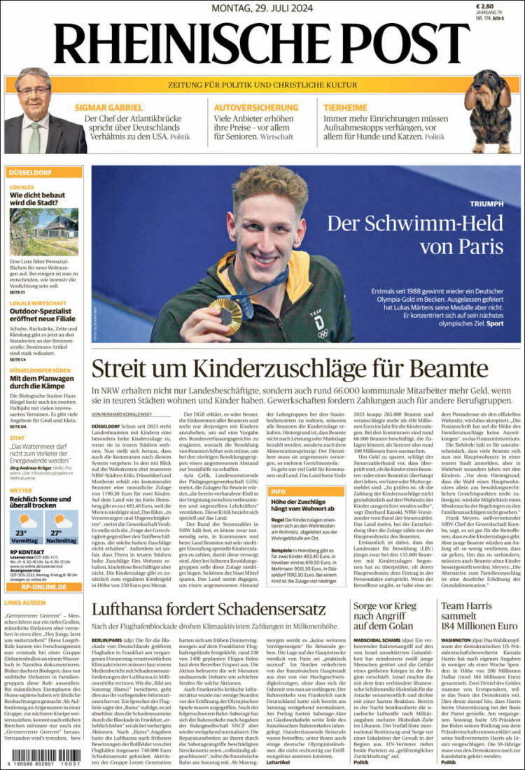 Portada de Rheinische Post (Alemania)