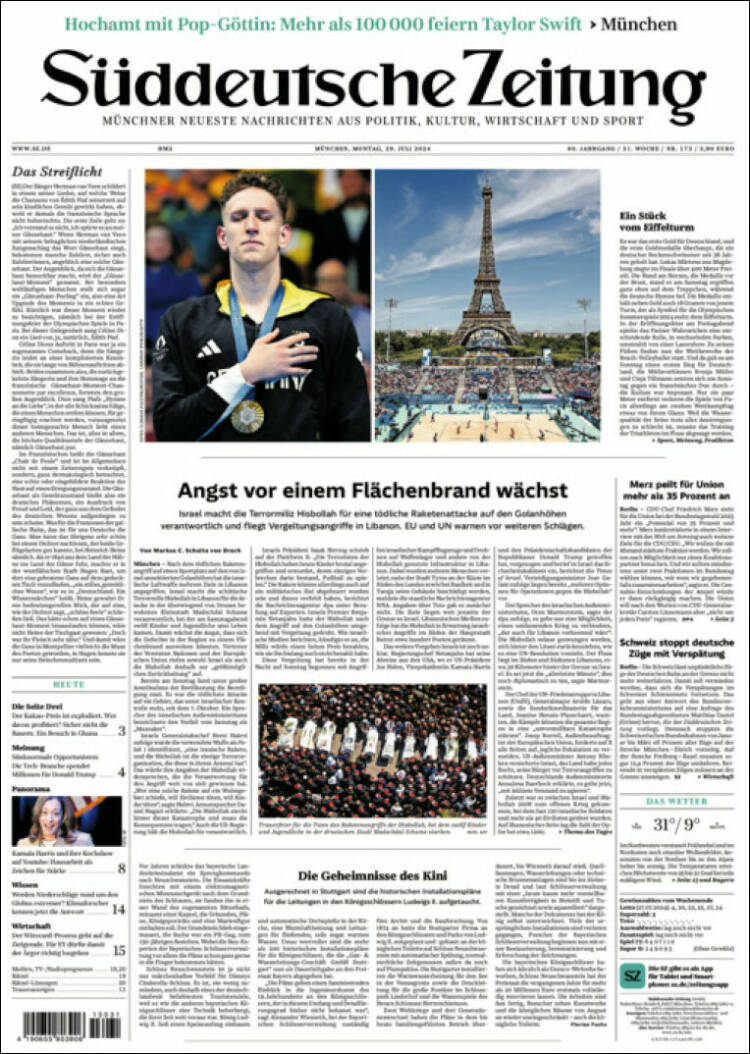 Portada de Sueddeutsche (Alemania)