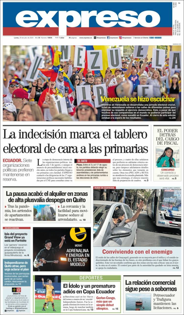 Portada de Expreso (Ecuador)