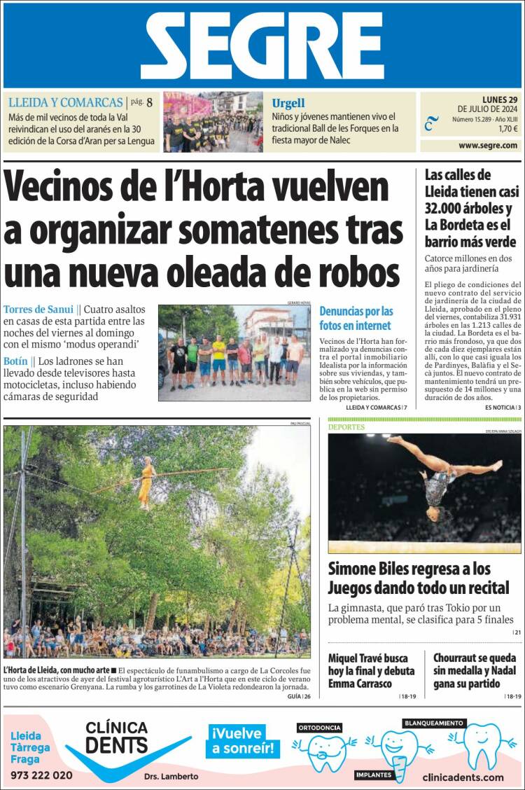 Portada de Segre  (España)