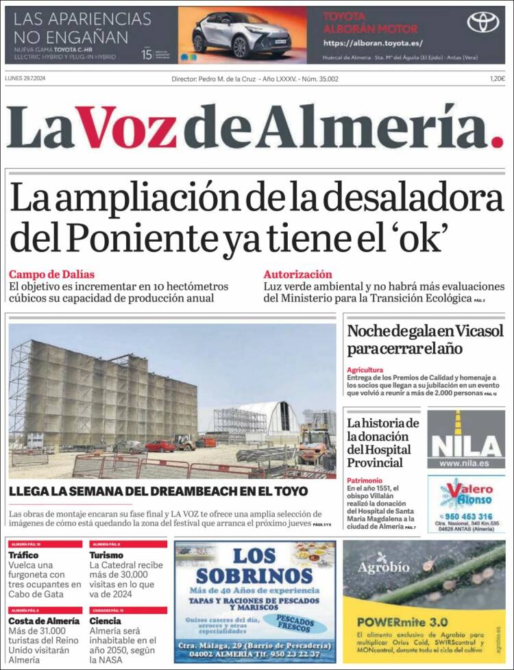 Portada de La Voz de Almería (España)