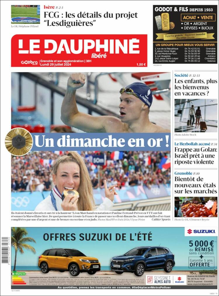 Portada de Le Dauphiné Libéré (Francia)