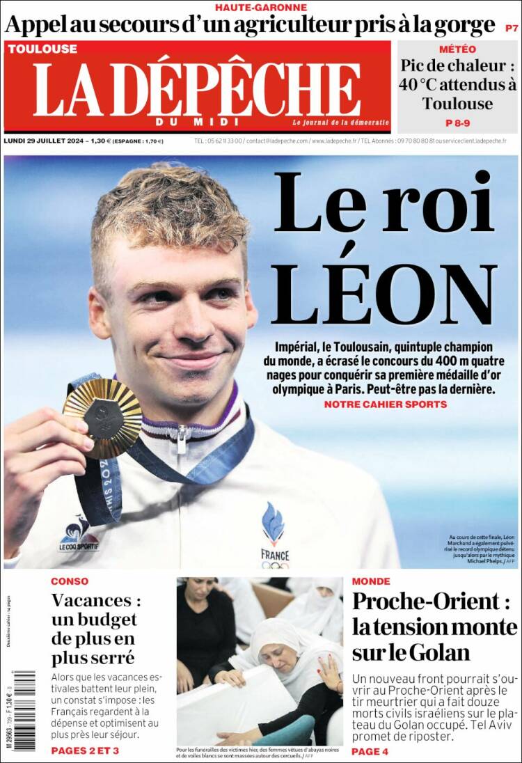 Portada de La Dépêche du Midi (Francia)