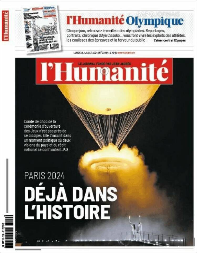 Portada de l'Humanite (Francia)
