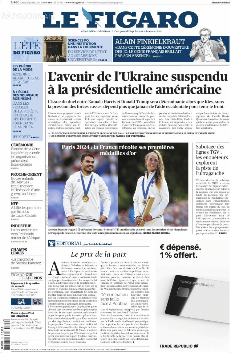 Portada de Le Figaro (Francia)