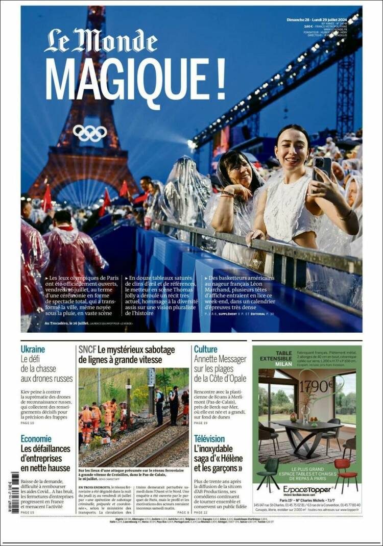 Portada de Le Monde (Francia)
