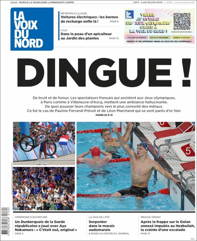 Portada de La Voix du Nord (Francia)
