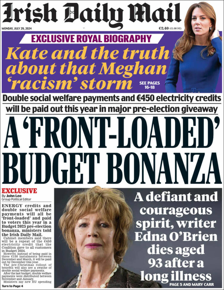 Portada de Irish Daily Mail (Irlanda)