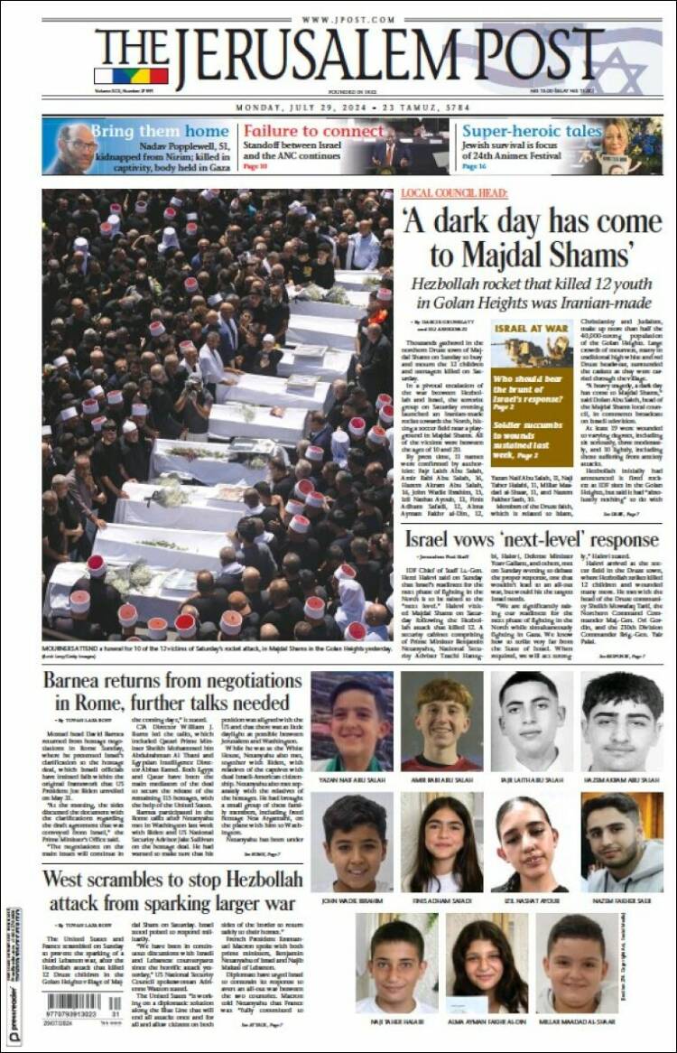 Portada de The Jerusalem Post (Israel)