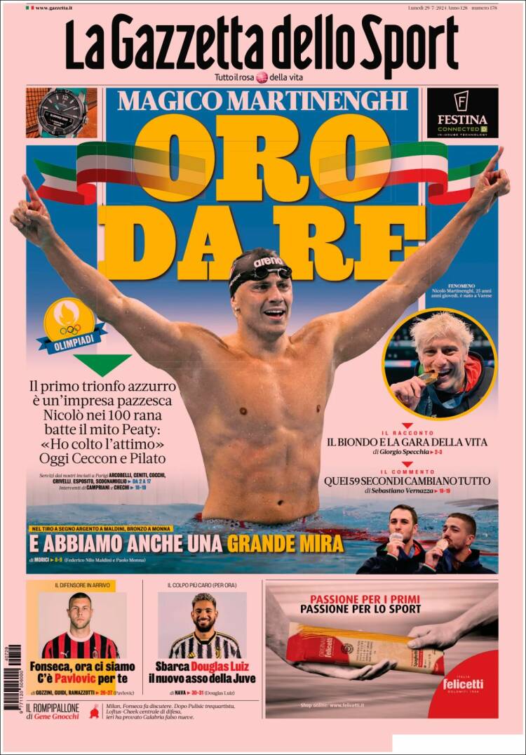Portada de La Gazzetta dello Sport (Italia)