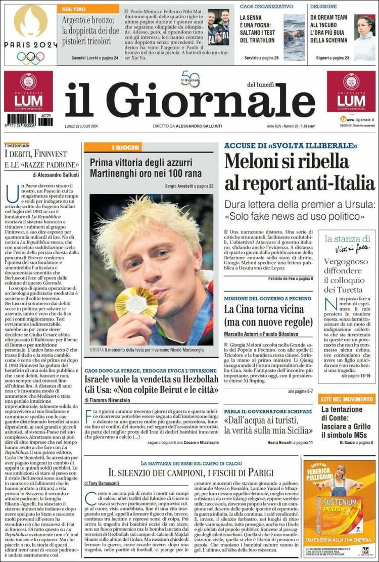 Portada de il Giornale (Italia)