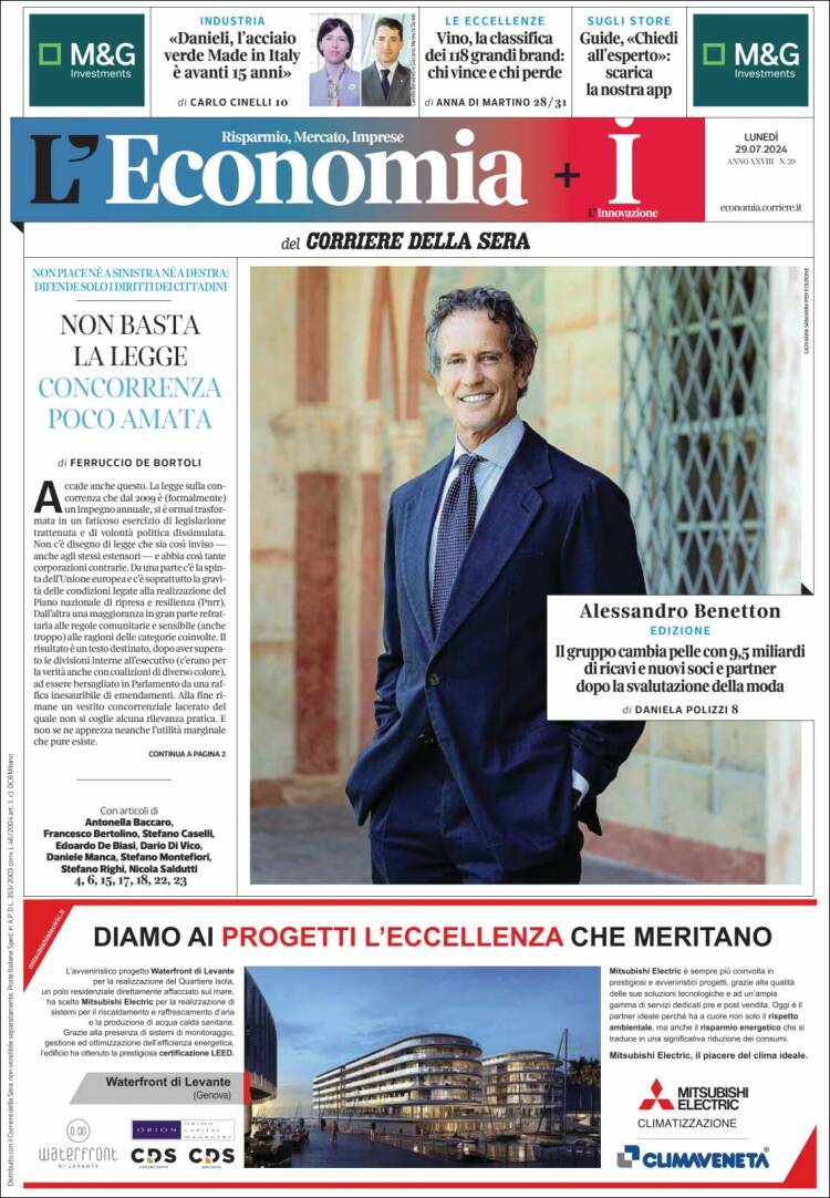 Portada de L'Economia (Italia)