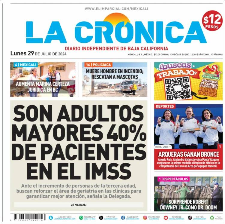Portada de La Crónica de Baja California (M&eacute;xico)