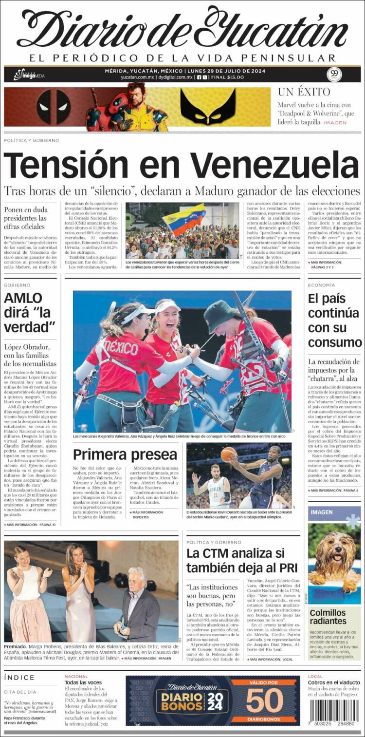 Portada de Diario de Yucatán (M&eacute;xico)