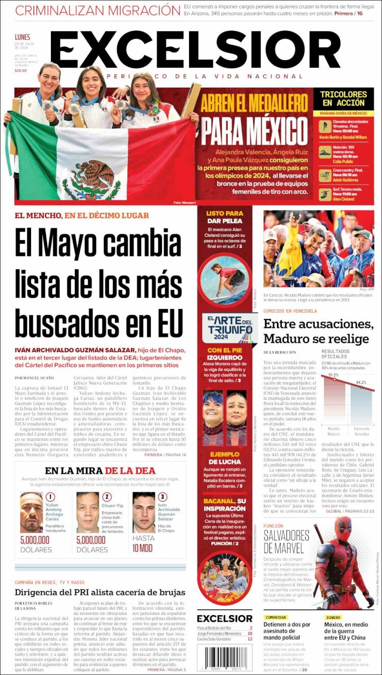 Portada de Excelsior (M&eacute;xico)