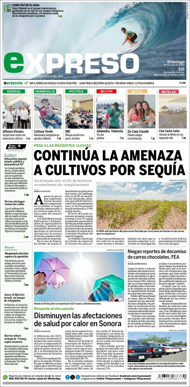 Portada de Expreso (M&eacute;xico)