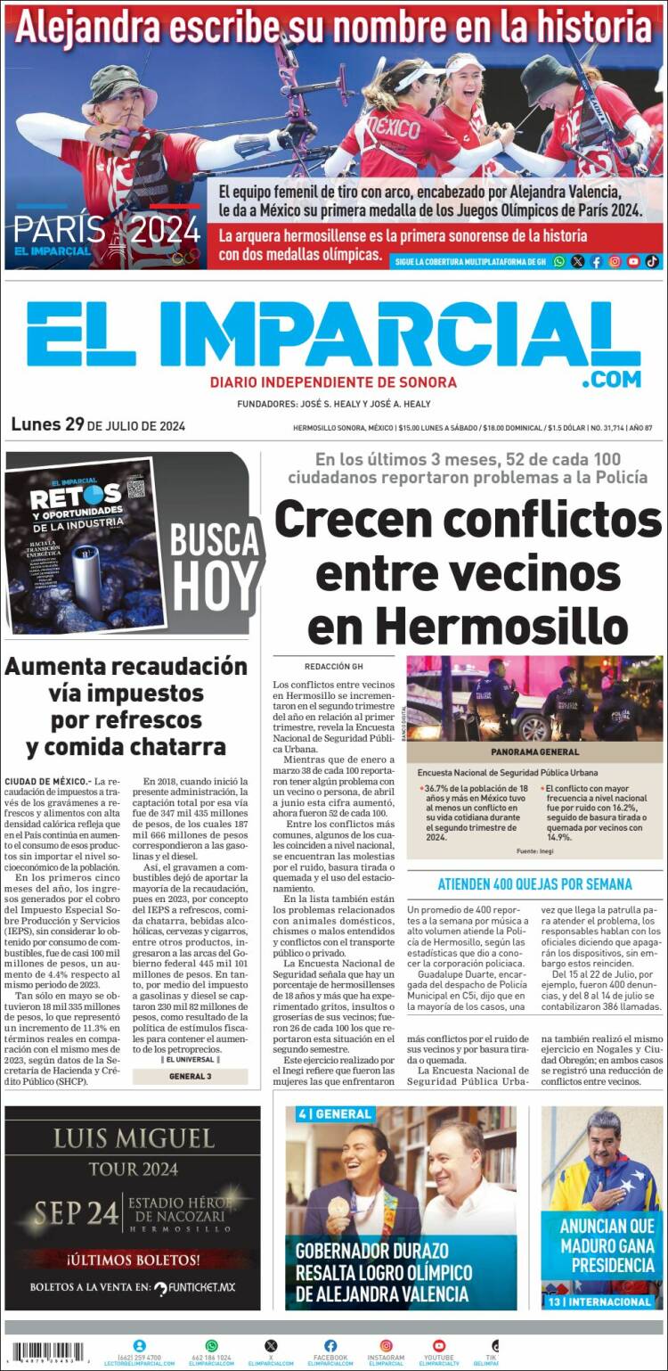 Portada de El Imparcial (M&eacute;xico)