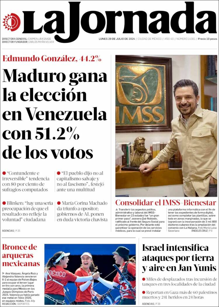 Portada de La Jornada (M&eacute;xico)