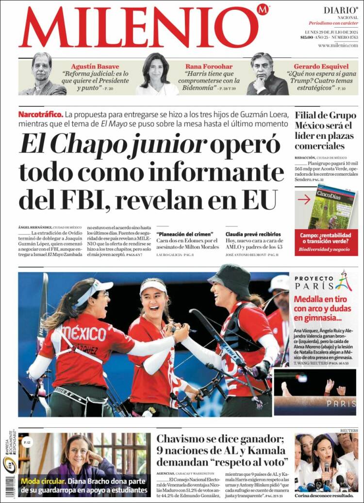 Portada de Milenio (M&eacute;xico)