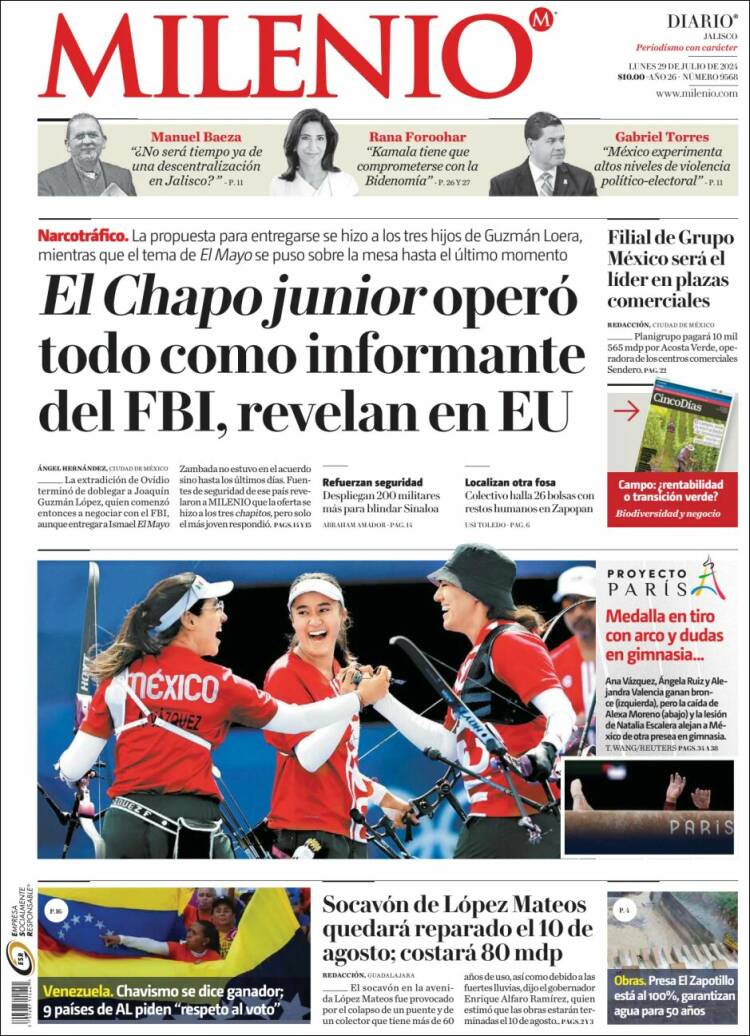 Portada de Milenio - Jalisco (M&eacute;xico)
