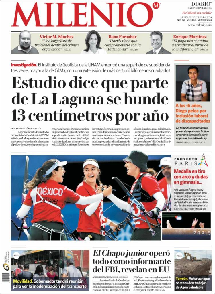 Portada de Milenio - Laguna (M&eacute;xico)