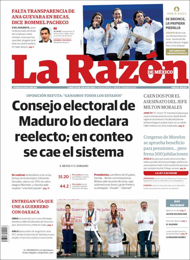 Portada de La Razón (M&eacute;xico)