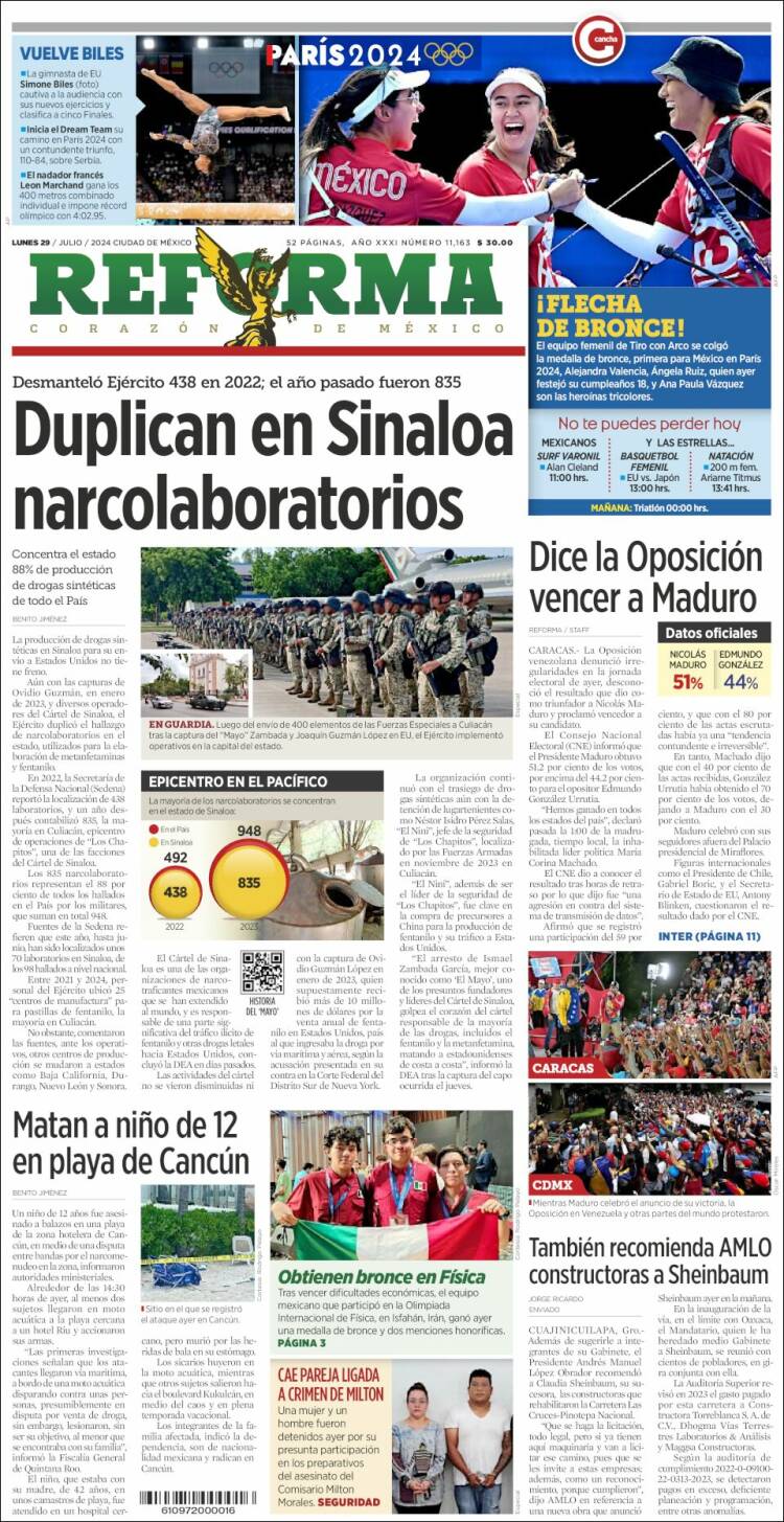 Portada de Reforma (M&eacute;xico)