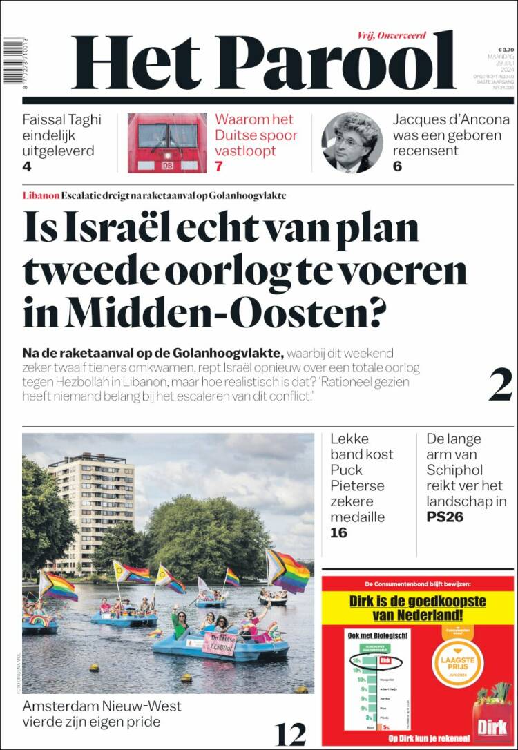 Portada de Het Parool (Pa&iacute;ses Bajos)