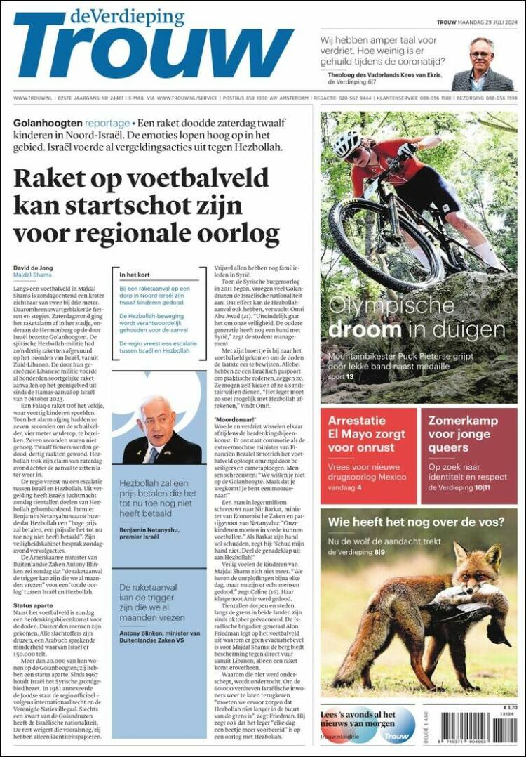 Portada de Trouw (Pa&iacute;ses Bajos)