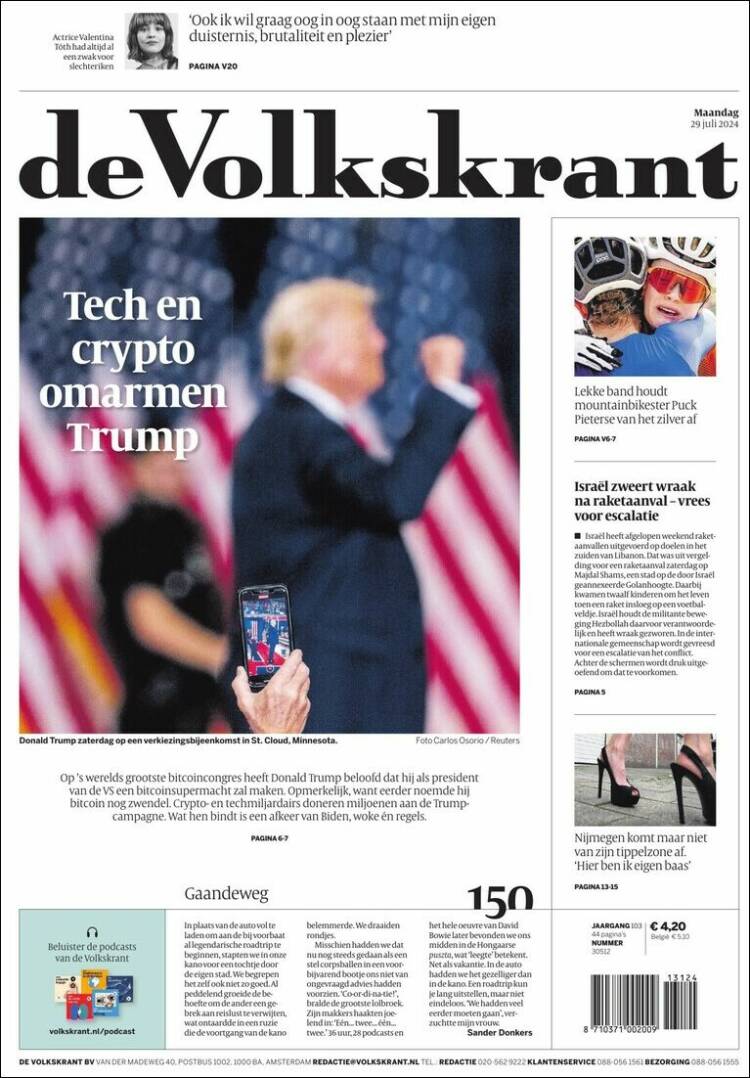 Portada de De Volkskrant (Pa&iacute;ses Bajos)
