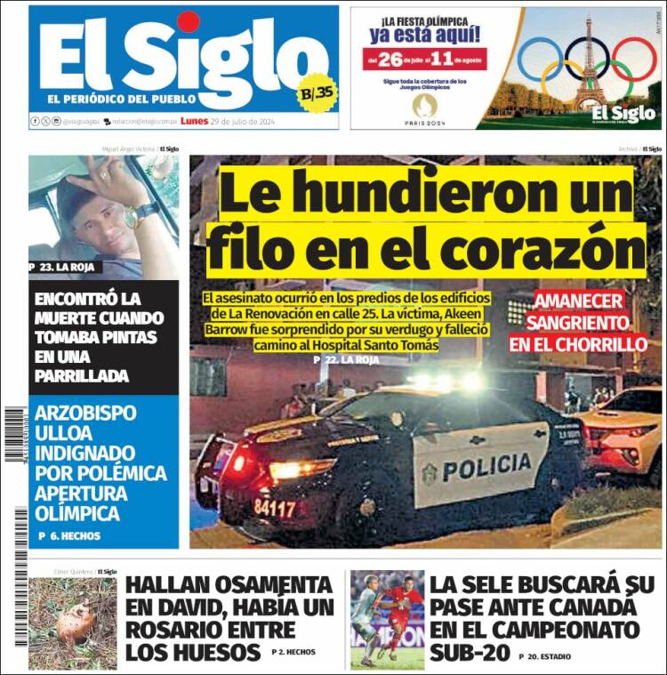 Portada de El Siglo (Panam&aacute;)