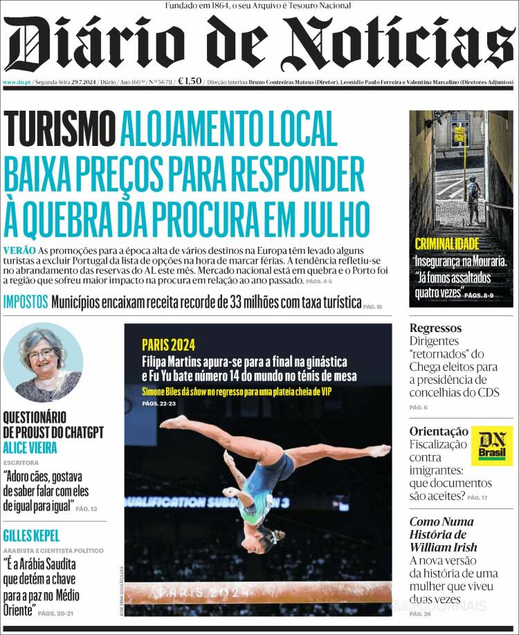 Portada de Diário de Noticias (Portugal)