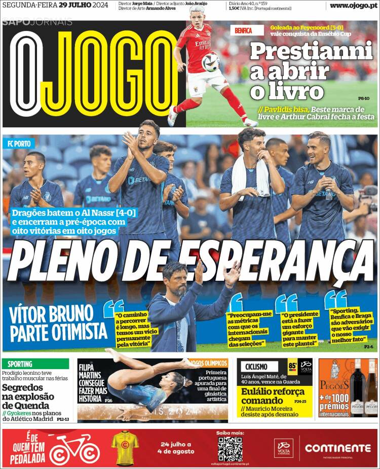 Portada de O Jogo (Portugal)