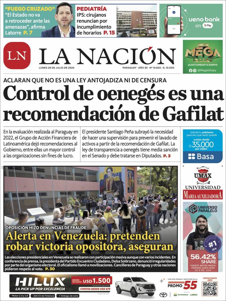 Portada de La Nación (Paraguay)