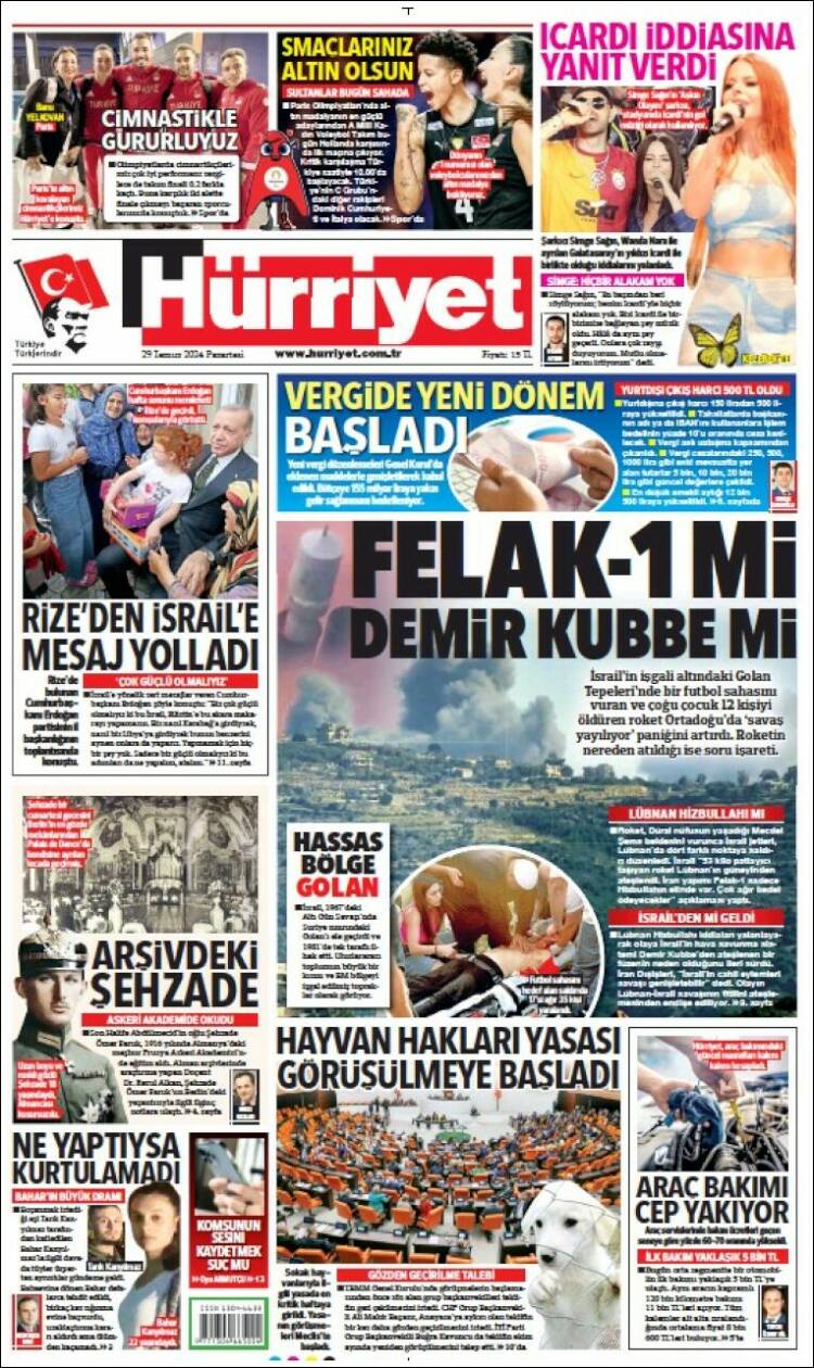 Portada de Hürriyet (Turqu&iacute;a)