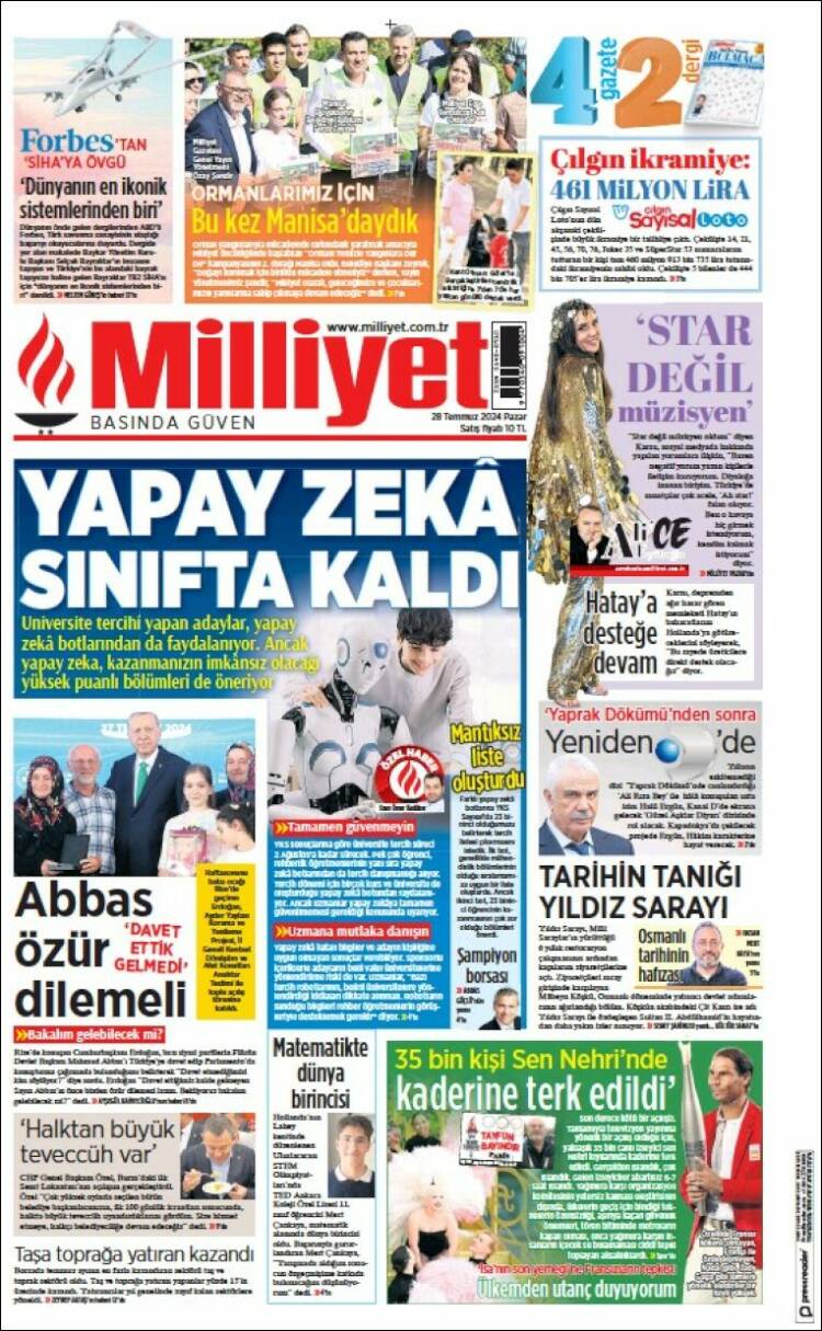 Portada de Milliyet (Turqu&iacute;a)