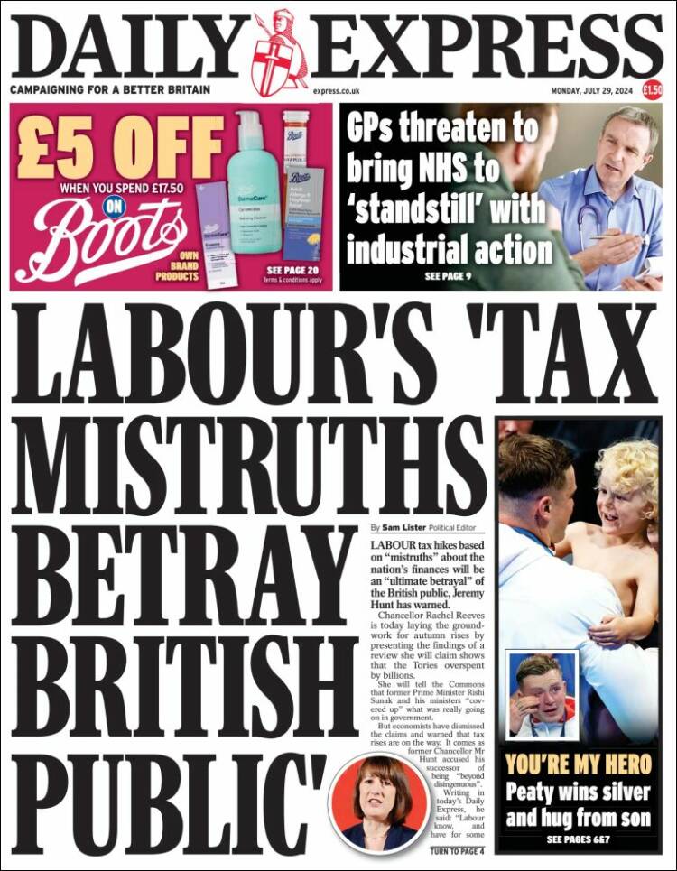 Portada de Daily Express (Reino Unido)
