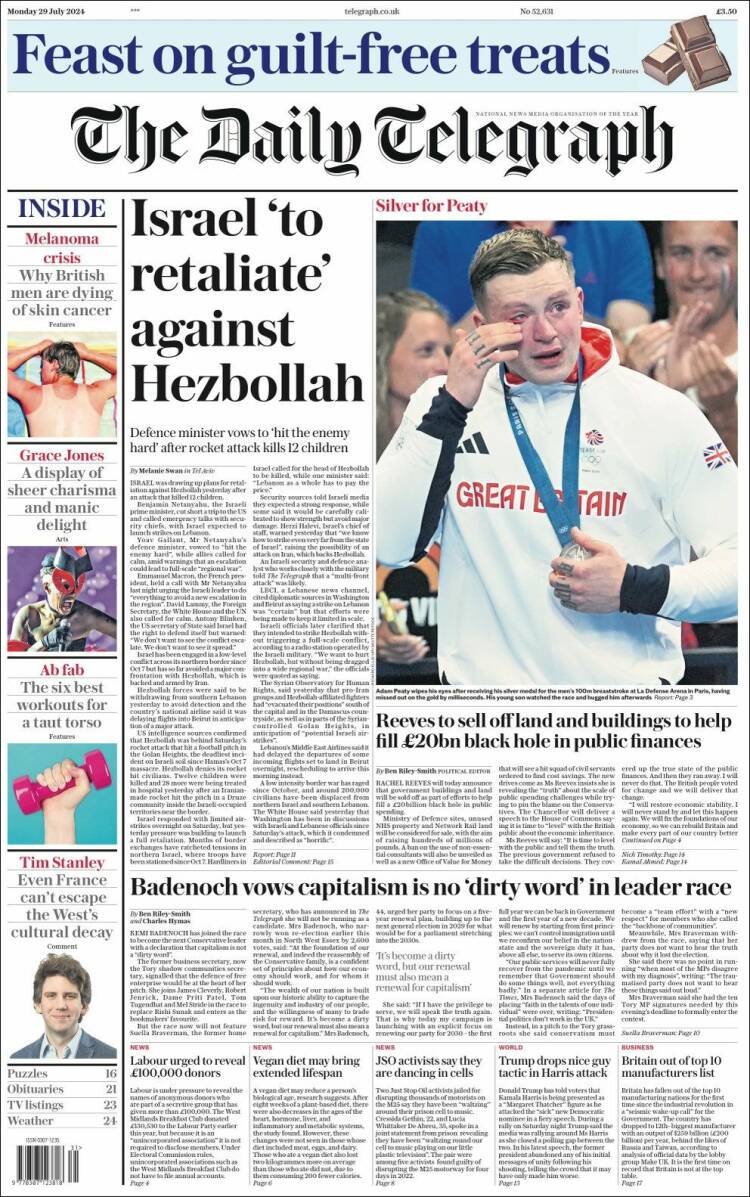 Portada de Daily Telegraph (Reino Unido)