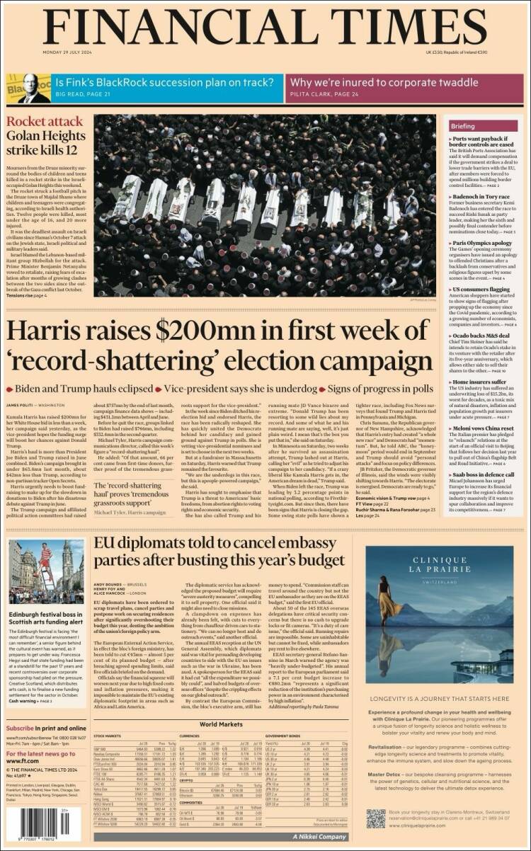 Portada de Financial Times (Reino Unido)