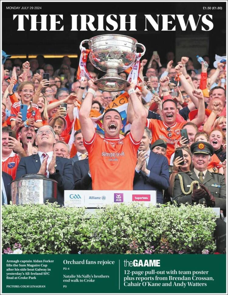 Portada de Irish News (Reino Unido)