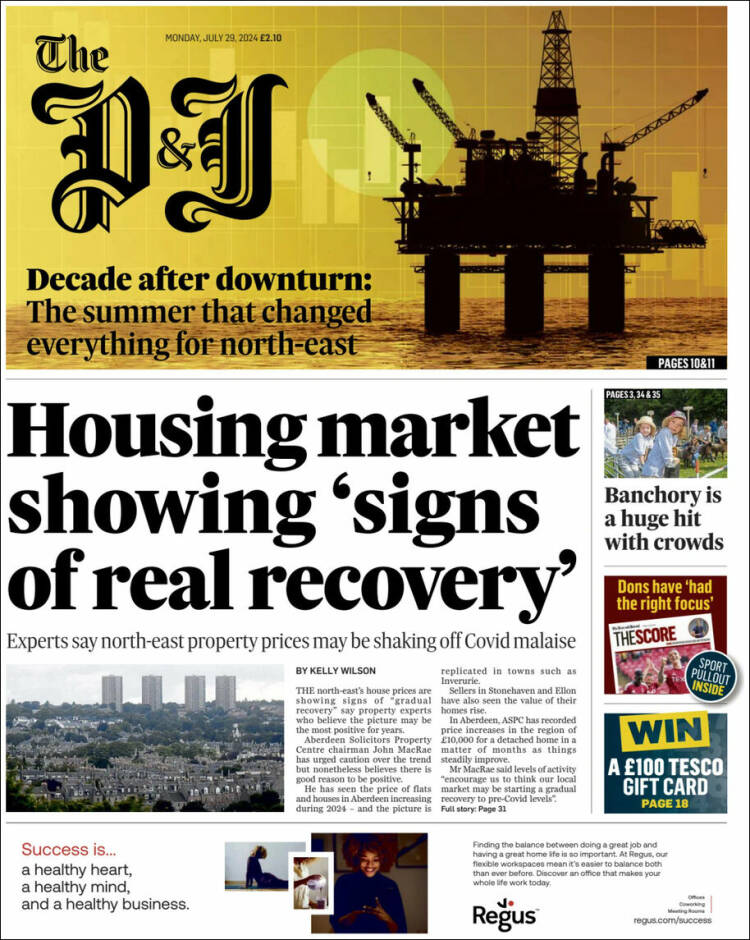 Portada de The Press and Journal (Reino Unido)