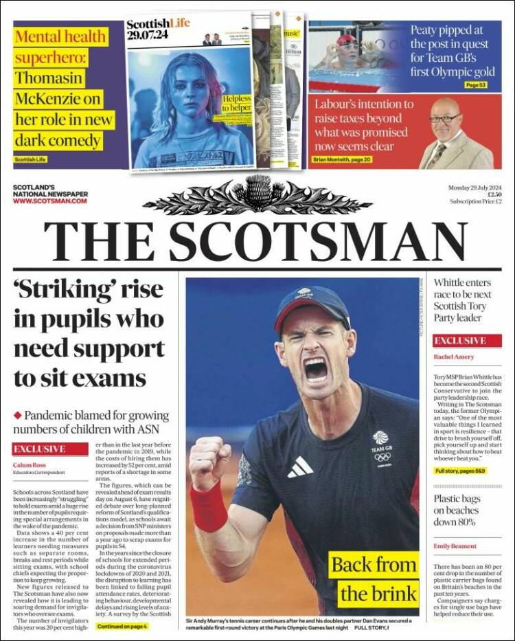 Portada de The Scotsman (Reino Unido)