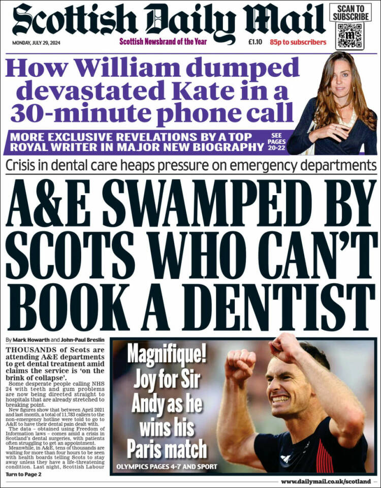 Portada de Scottish Daily Mail (Reino Unido)