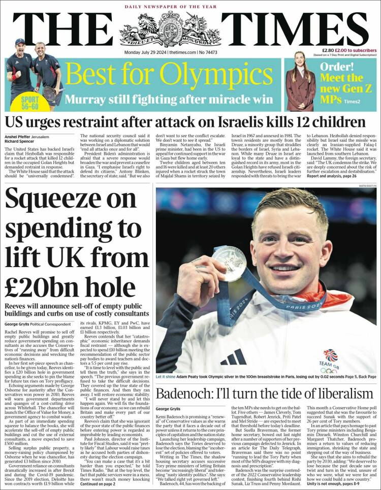 Portada de The Times (Reino Unido)