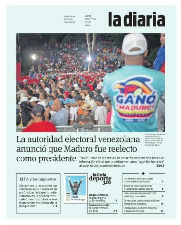 Portada de La Diaria (Uruguay)