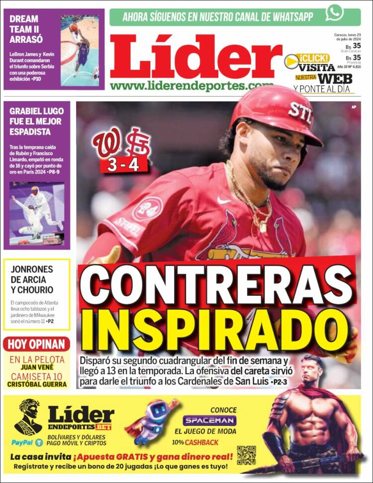 Portada de Lider en deportes (Venezuela)