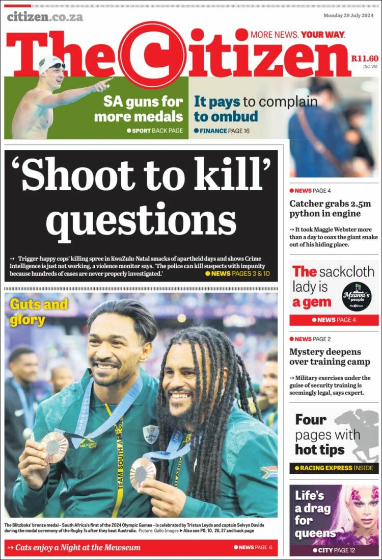 Portada de The Citizen (Sud&aacute;frica)