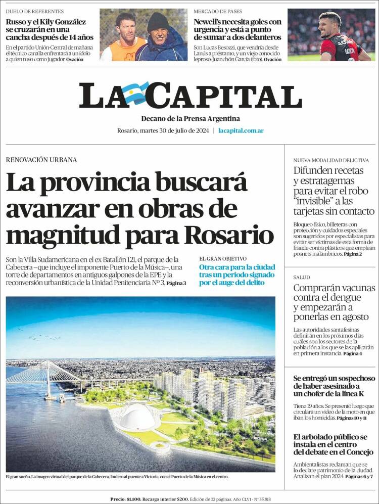 Portada de La Capital - Rosario (Argentina)